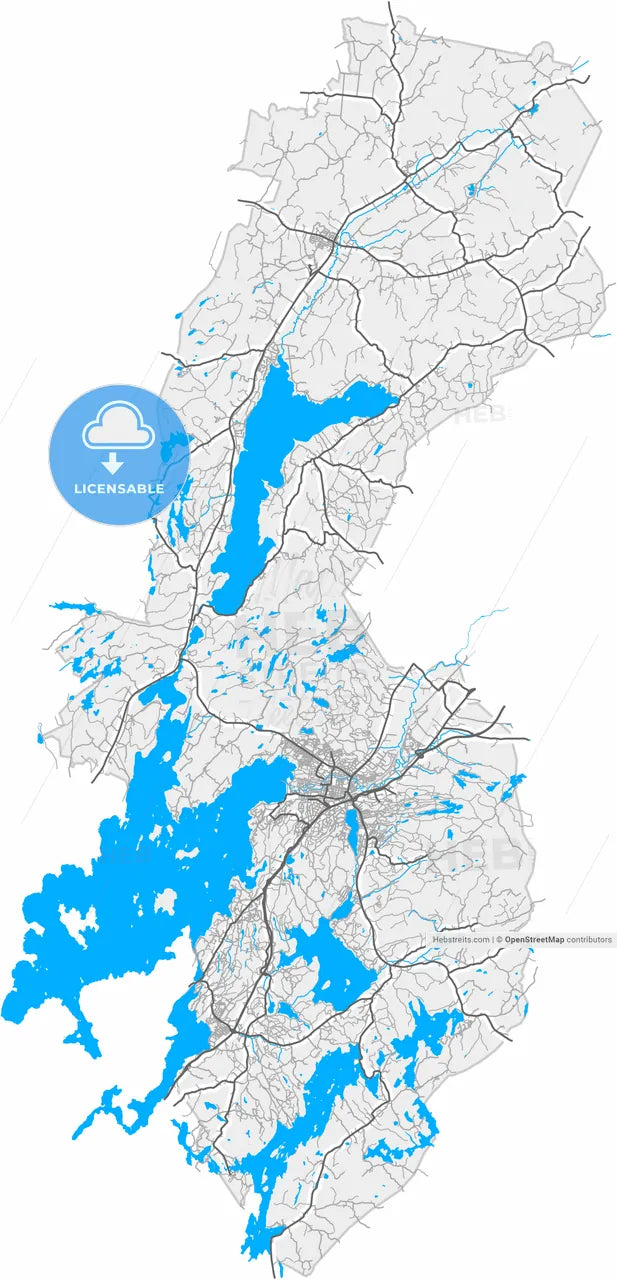 Alingsås, Sweden, high resolution vector map - Instant download PDF and JPG