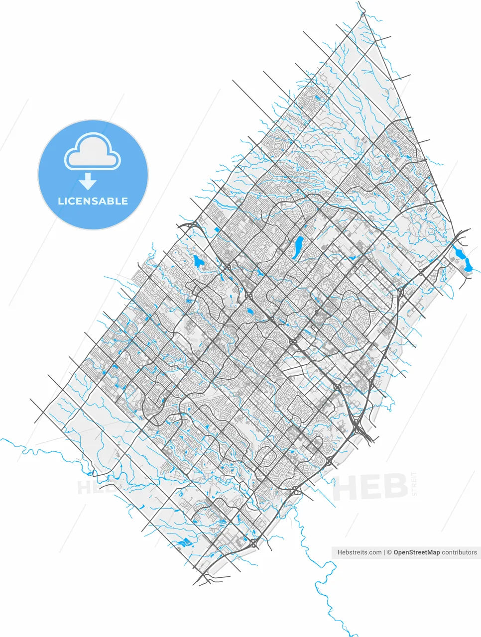 Brampton, Ontario, Canada, high resolution vector map - Instant download PDF and JPG