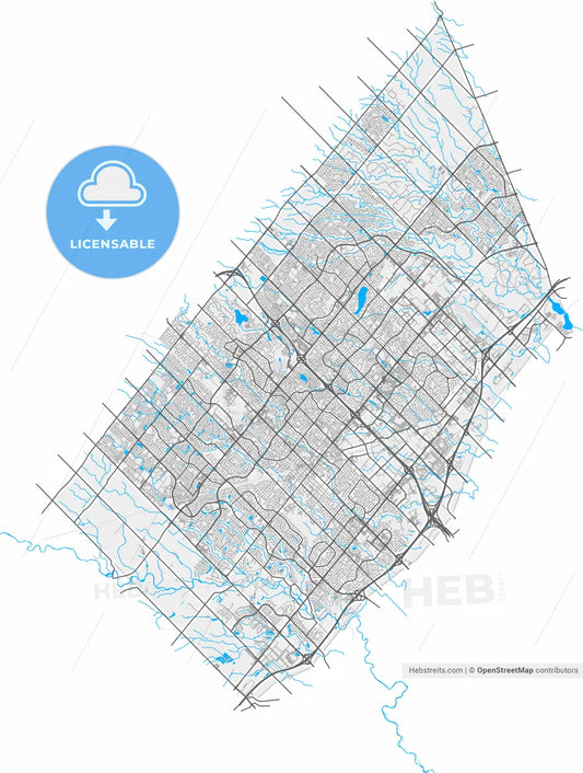 Brampton, Ontario, Canada, high resolution vector map - Instant download PDF and JPG