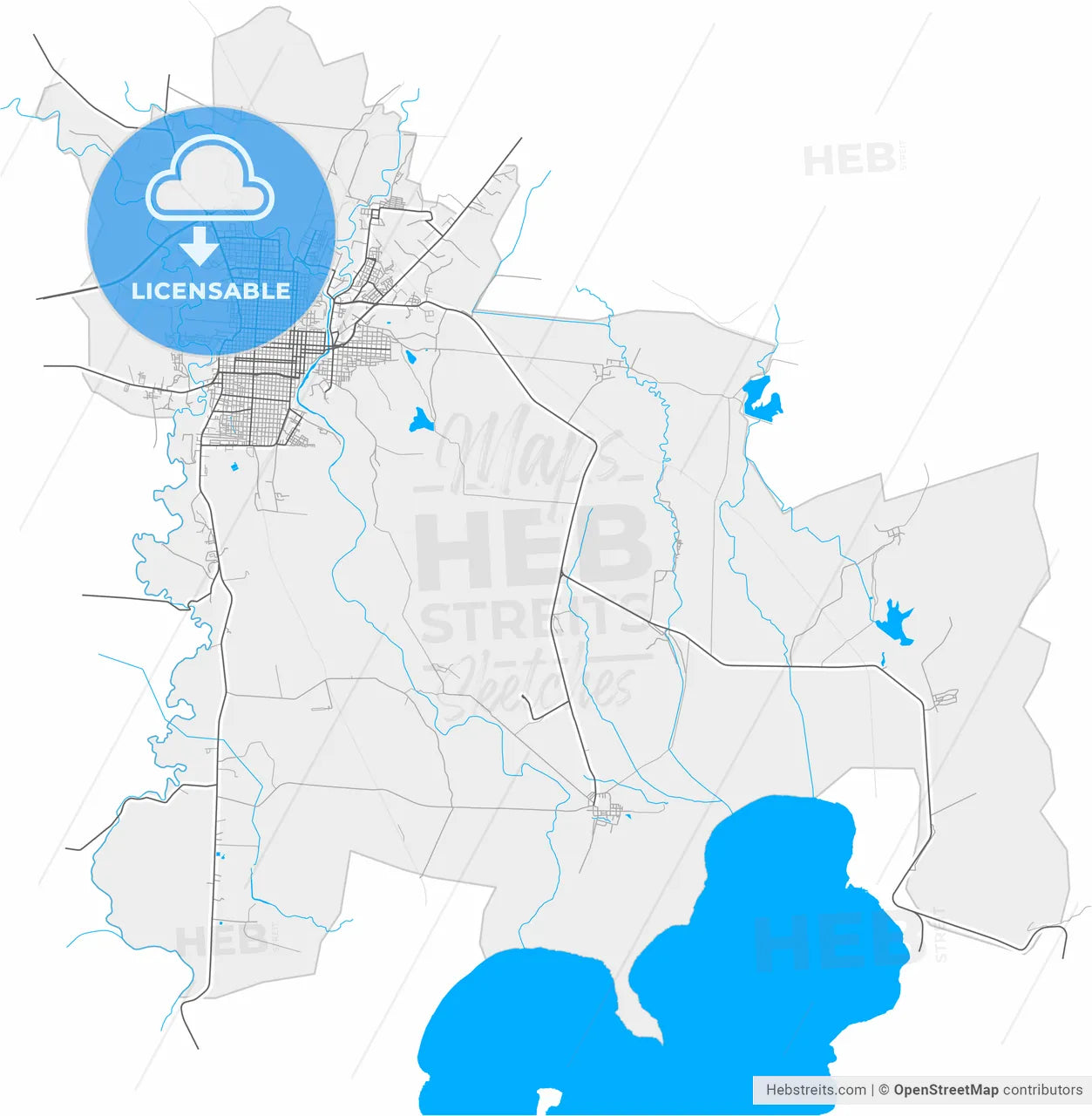 Guantánamo, Guantánamo, Cuba, high resolution vector map - Instant download PDF and JPG