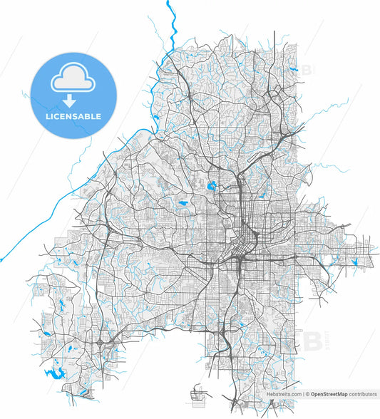 Atlanta, Georgia, United States, high resolution vector map - Instant download PDF and JPG