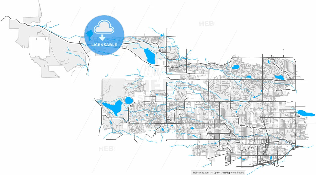 Arvada, Colorado, United States, high resolution vector map - Instant download PDF and JPG