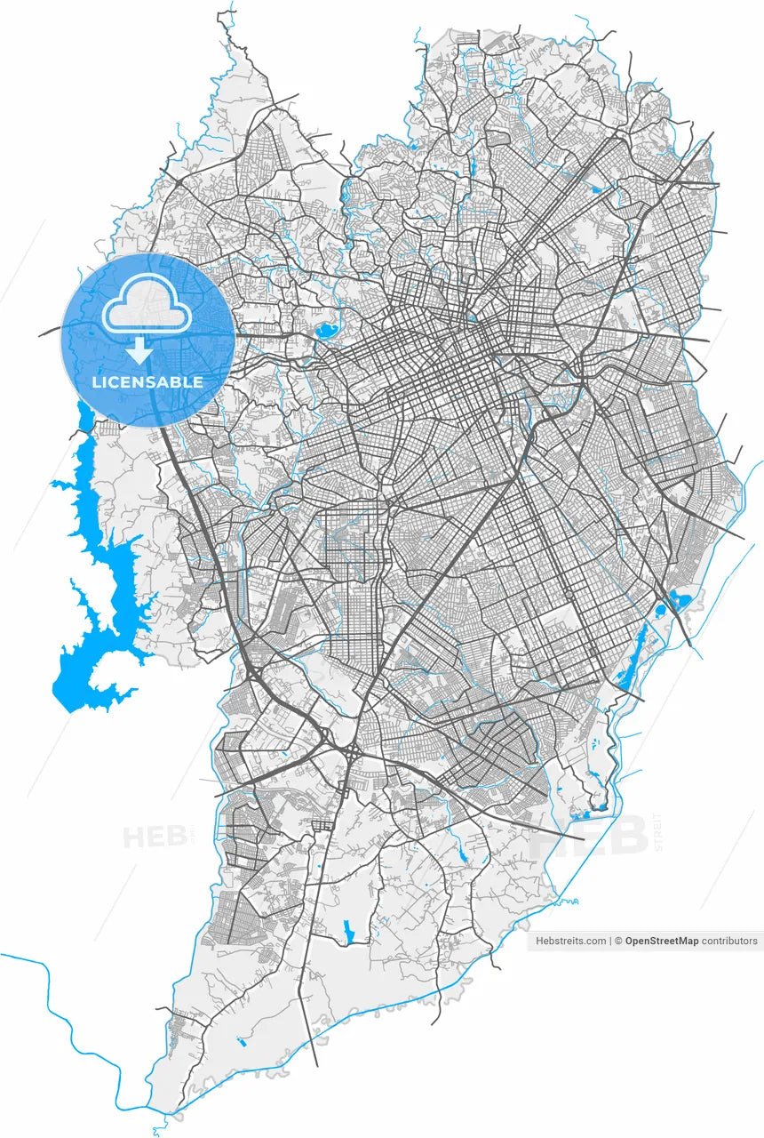 Curitiba, Brazil, high resolution vector map - Instant download PDF and JPG