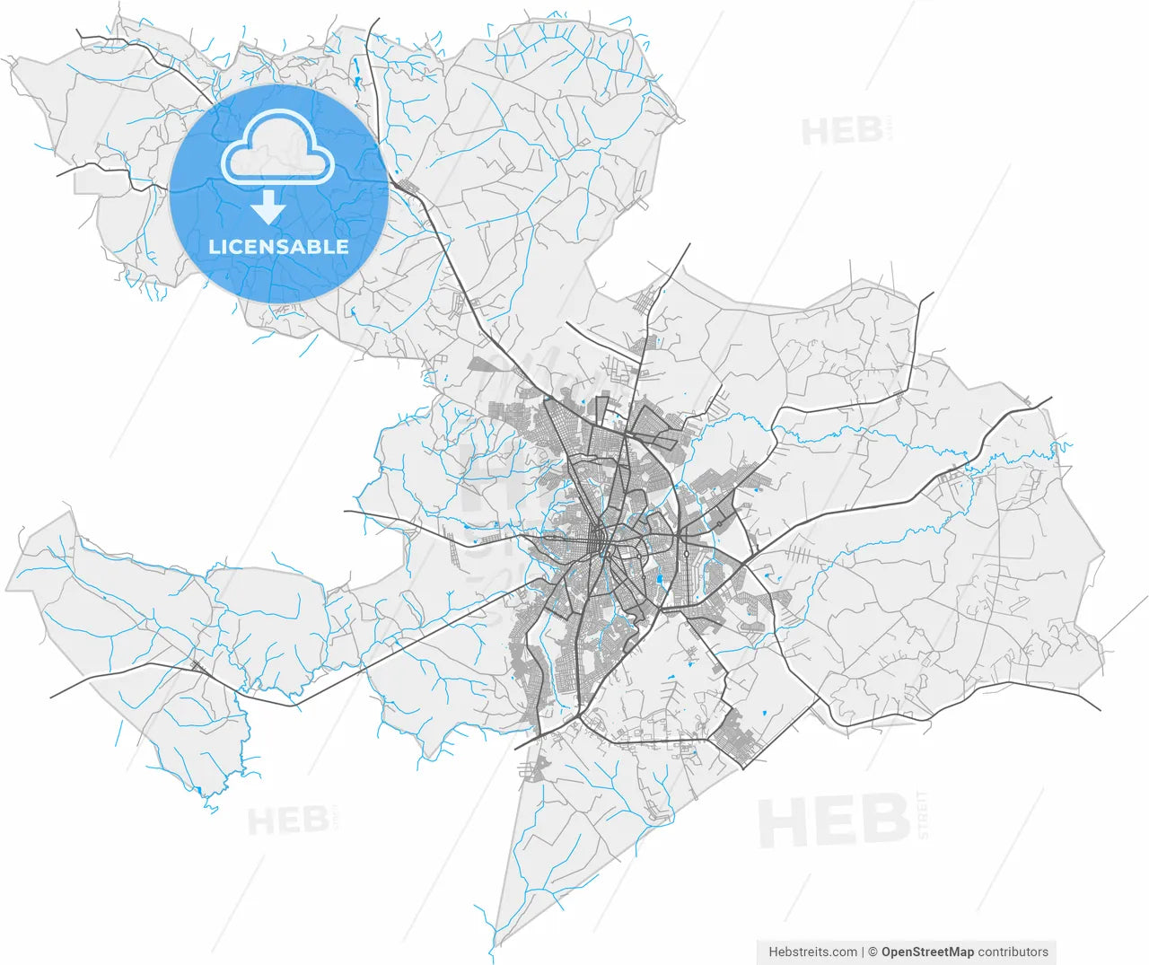 Anapolis, Brazil, high resolution vector map - Instant download PDF and JPG