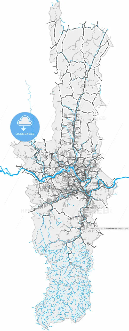 Blumenau, Brazil, high resolution vector map - Instant download PDF and JPG