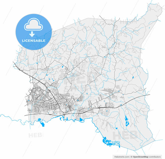Gravatai, Brazil, high resolution vector map - Instant download PDF and JPG