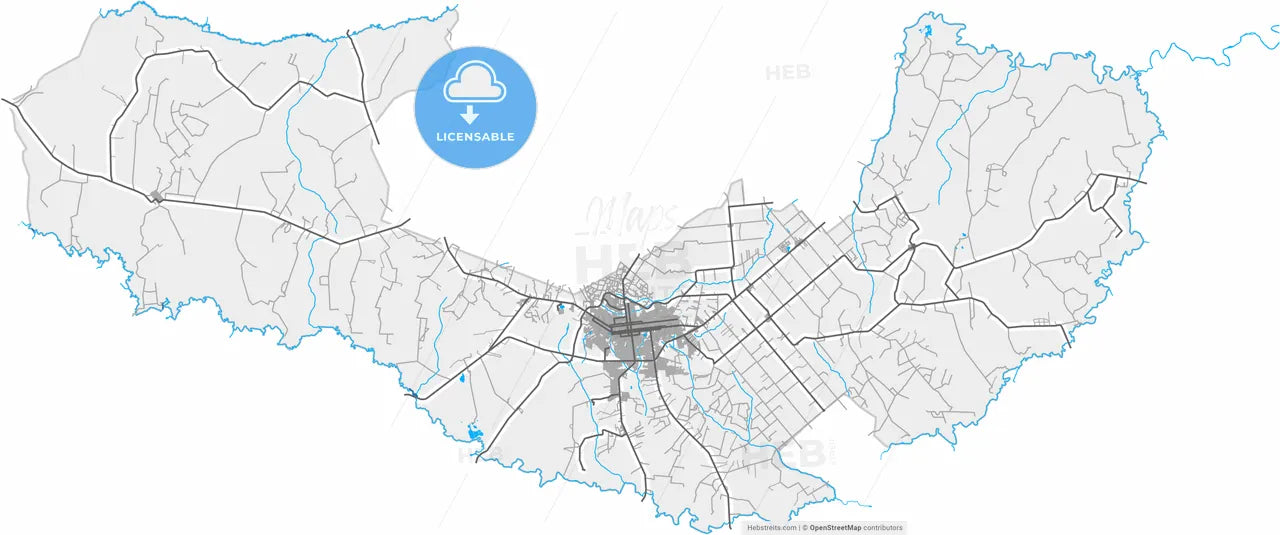 Dourados, Brazil, high resolution vector map - Instant download PDF and JPG