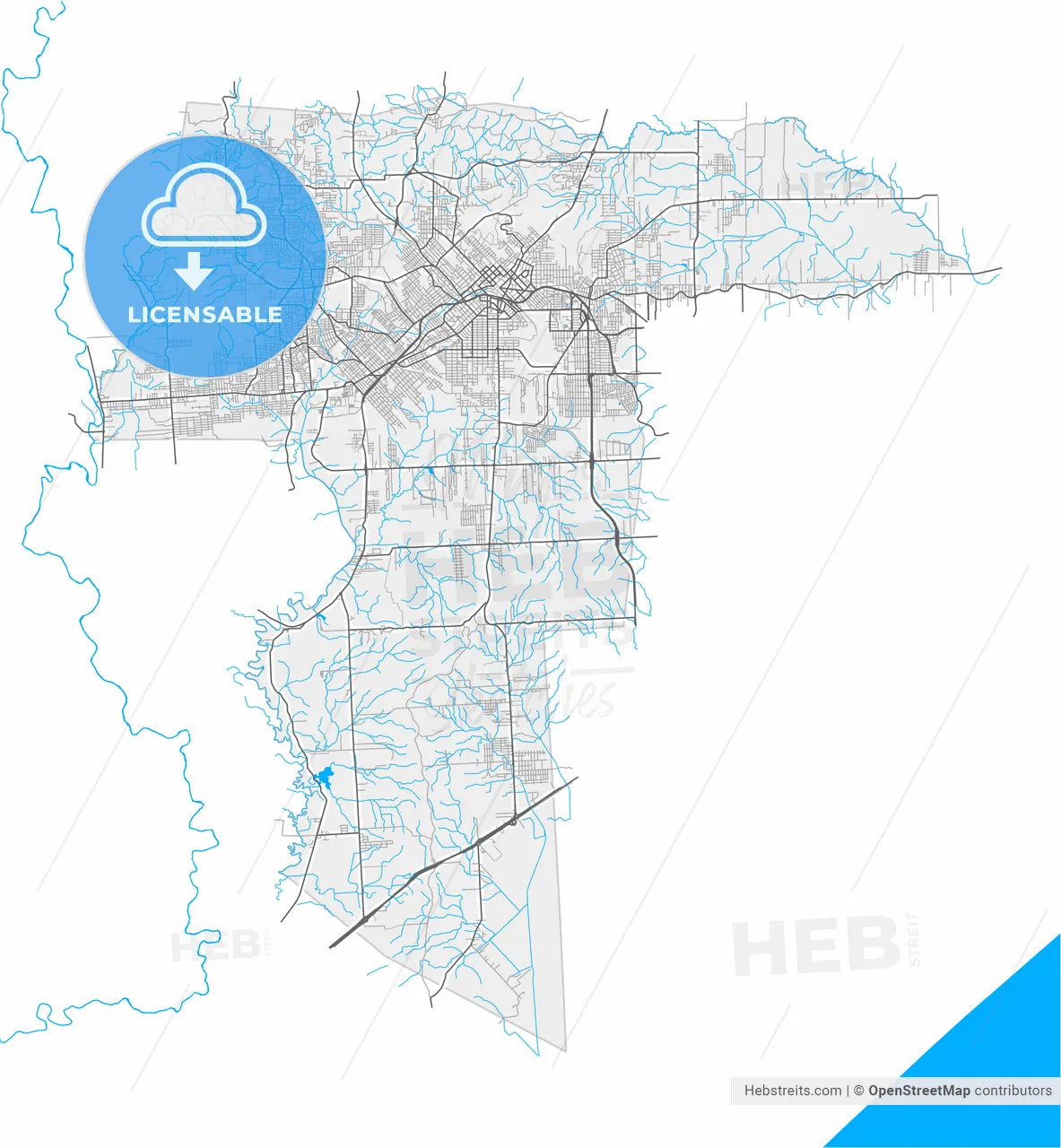 Criciuma, Brazil, high resolution vector map - Instant download PDF and JPG