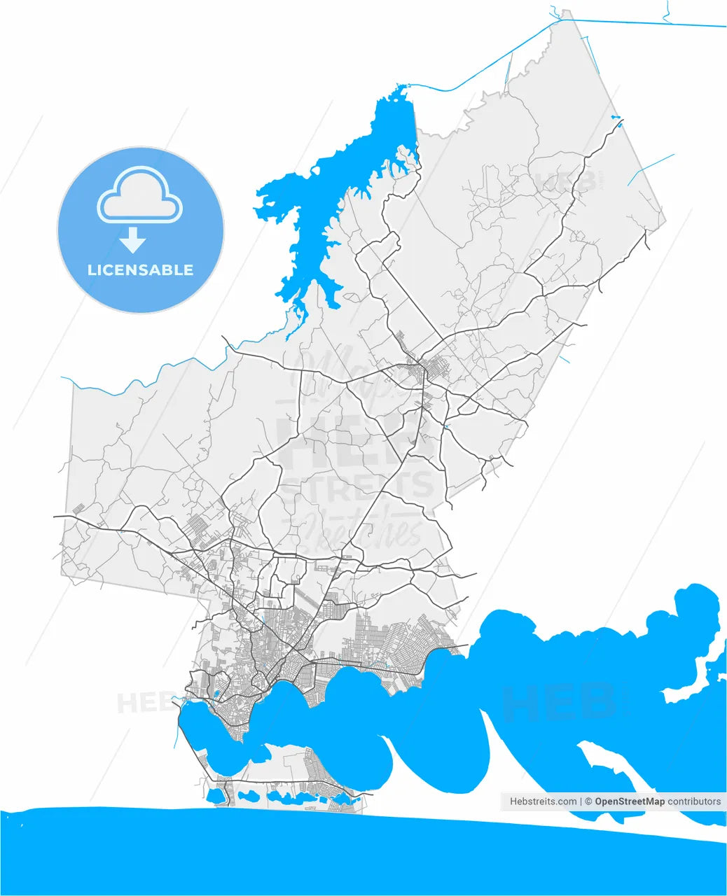 Araruama, Brazil, high resolution vector map - Instant download PDF and JPG