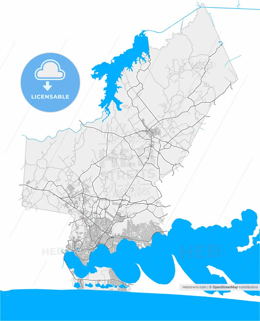 Araruama, Brazil, high resolution vector map - Instant download PDF and JPG