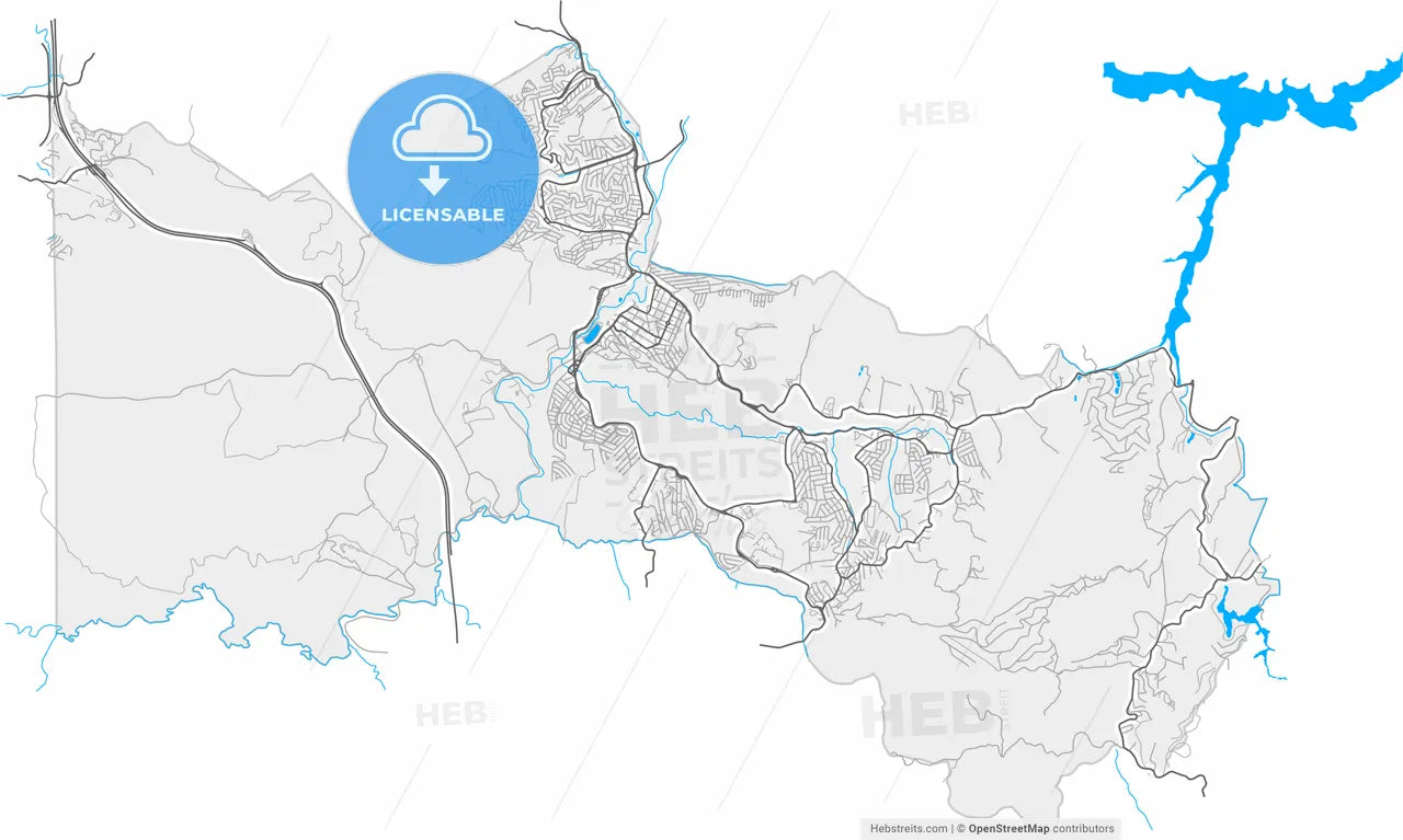 Caieiras, Brazil, high resolution vector map - Instant download PDF and JPG