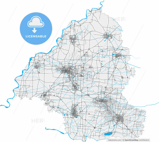 Heze, Shandong, China, high resolution vector map - Instant download PDF and JPG