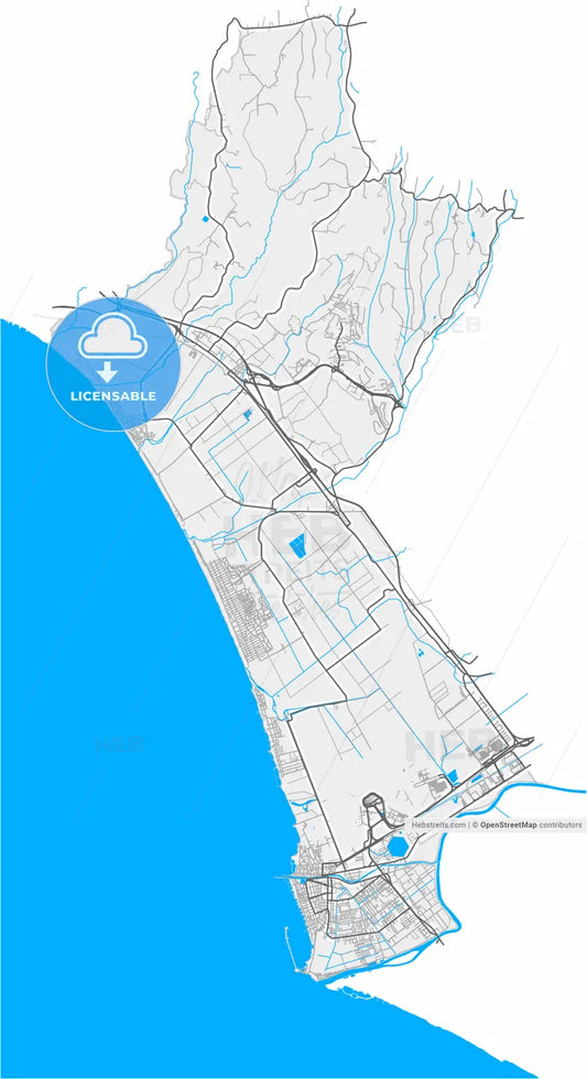 Fiumicino, Lazio, Italy, high resolution vector map - Instant download PDF and JPG