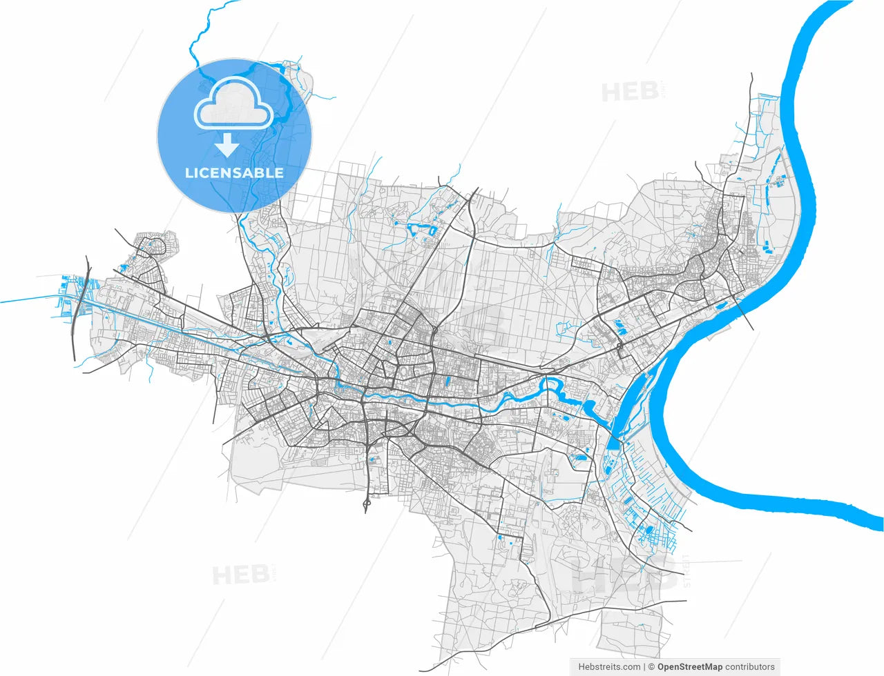 Bydgoszcz, Kuyavian-Pomeranian, Poland, high resolution vector map - Instant download PDF and JPG