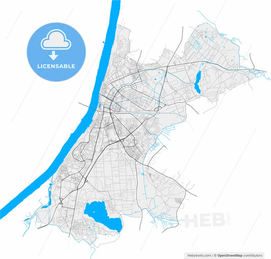Grudziądz, Kuyavian-Pomeranian, Poland, high resolution vector map - Instant download PDF and JPG