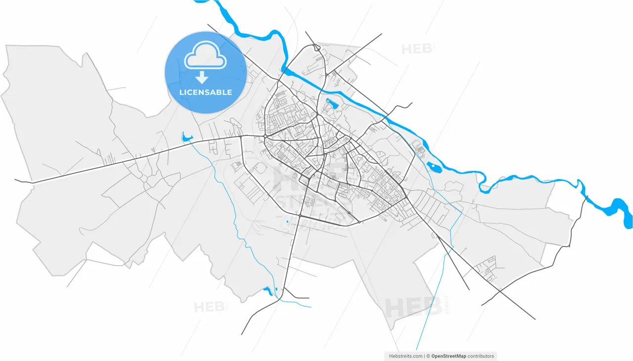 Târgoviște, Dâmbovița, Romania, high resolution vector map - Instant download PDF and JPG