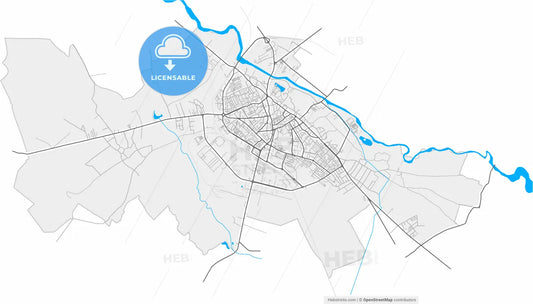 Târgoviște, Dâmbovița, Romania, high resolution vector map - Instant download PDF and JPG