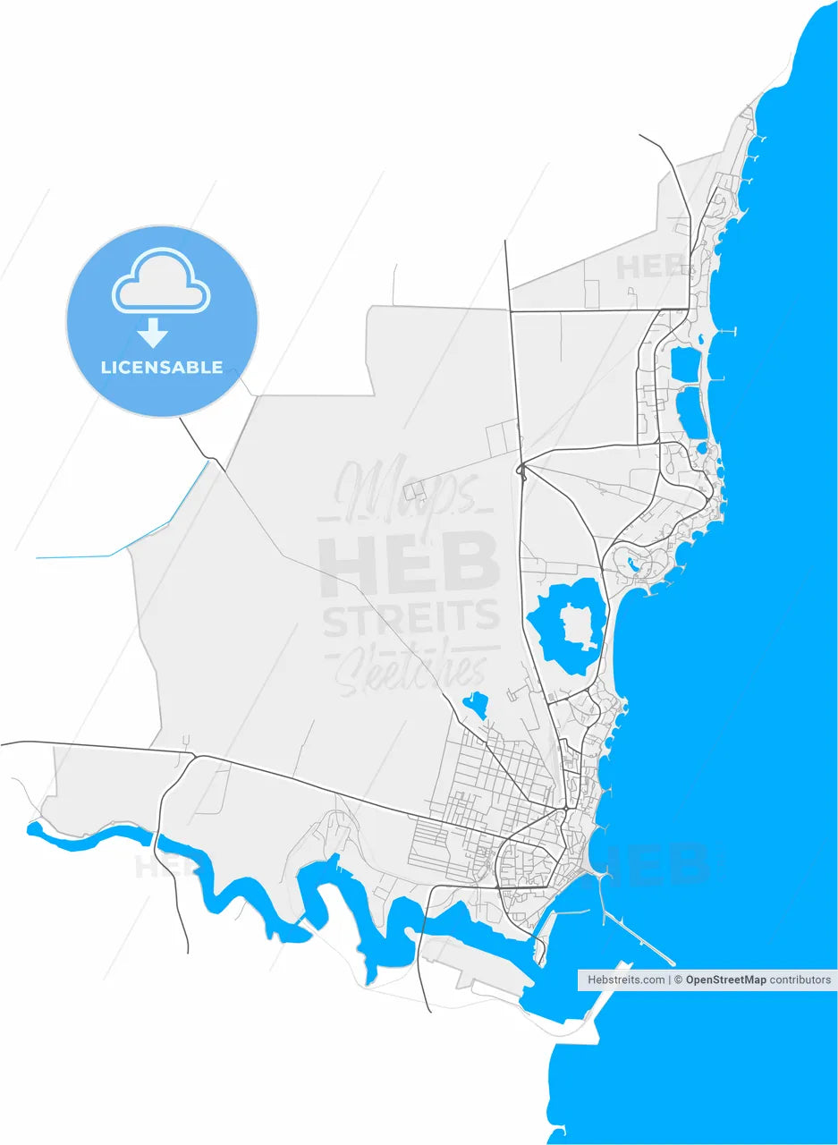 Mangalia, Constanța, Romania, high resolution vector map - Instant download PDF and JPG