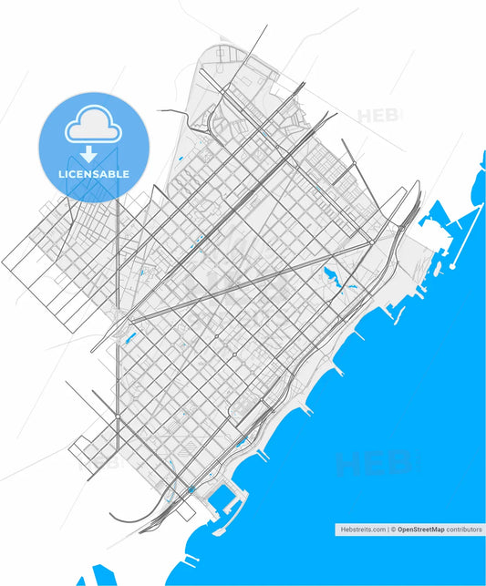 Sant Martí, Barcelona, Spain, high resolution vector map - Instant download PDF and JPG