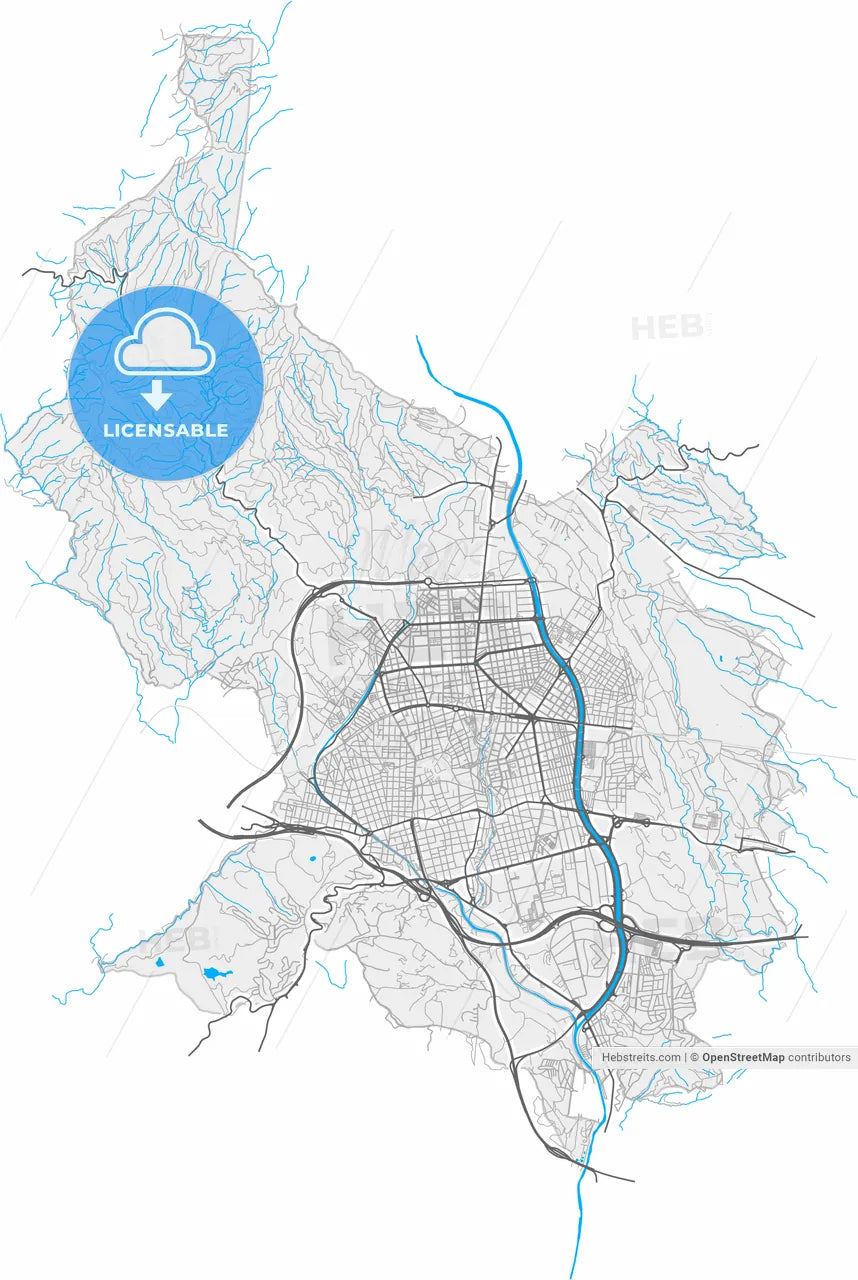 Terrassa, Barcelona, Spain, high resolution vector map - Instant download PDF and JPG