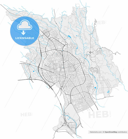 Sabadell, Barcelona, Spain, high resolution vector map - Instant download PDF and JPG