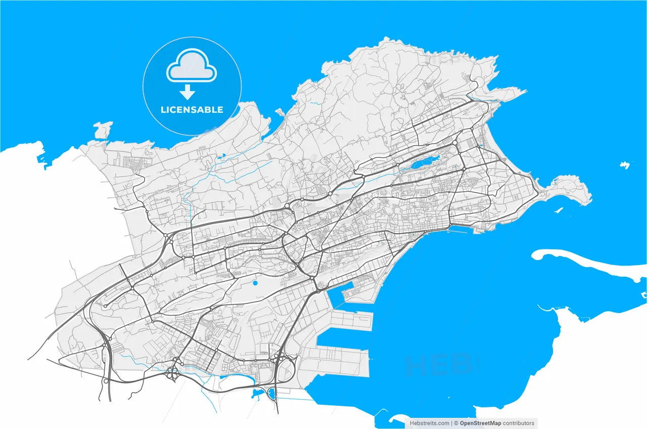 Santander, Cantabria, Spain, high resolution vector map - Instant download PDF and JPG