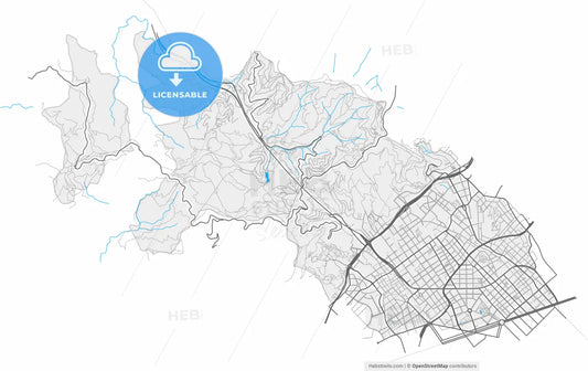 Sarrià-Sant Gervasi, Barcelona, Spain, high resolution vector map - Instant download PDF and JPG