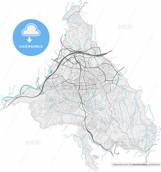 Sant Cugat del Vallès, Barcelona, Spain, high resolution vector map - Instant download PDF and JPG