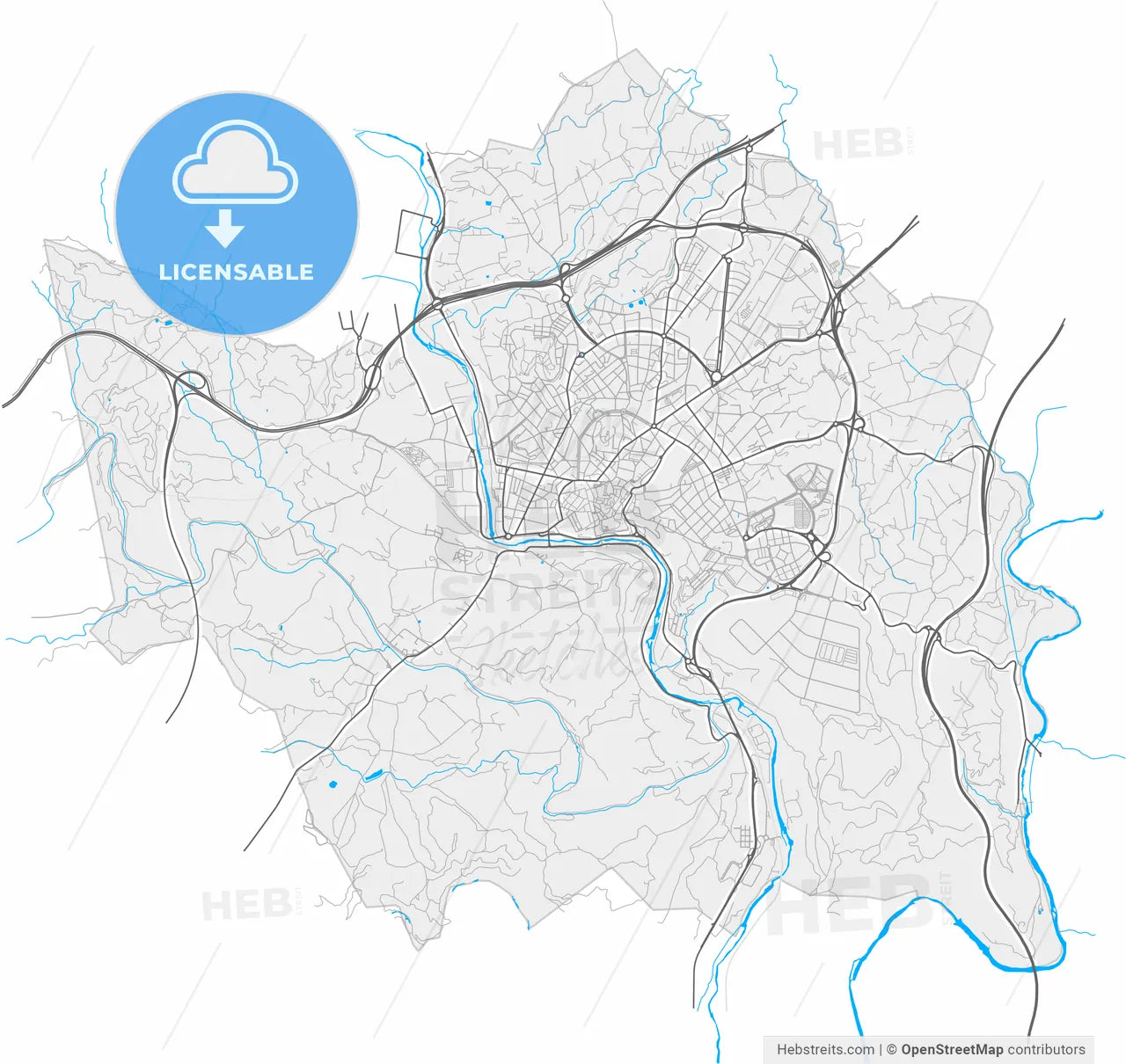 Manresa, Barcelona, Spain, high resolution vector map - Instant download PDF and JPG