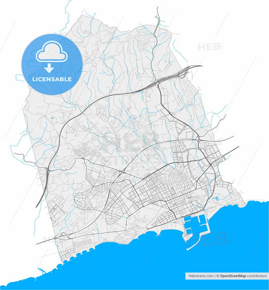 Vilanova i la Geltrú, Barcelona, Spain, high resolution vector map - Instant download PDF and JPG