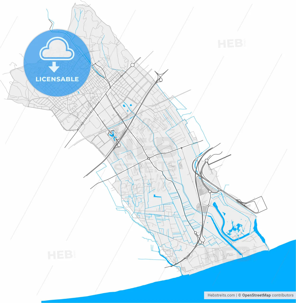 Viladecans, Barcelona, Spain, high resolution vector map - Instant download PDF and JPG