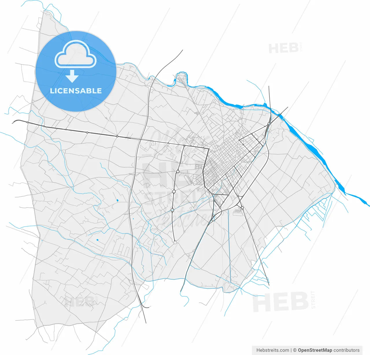 Vila-real, Castellón, Spain, high resolution vector map - Instant download PDF and JPG