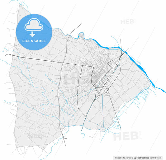Vila-real, Castellón, Spain, high resolution vector map - Instant download PDF and JPG