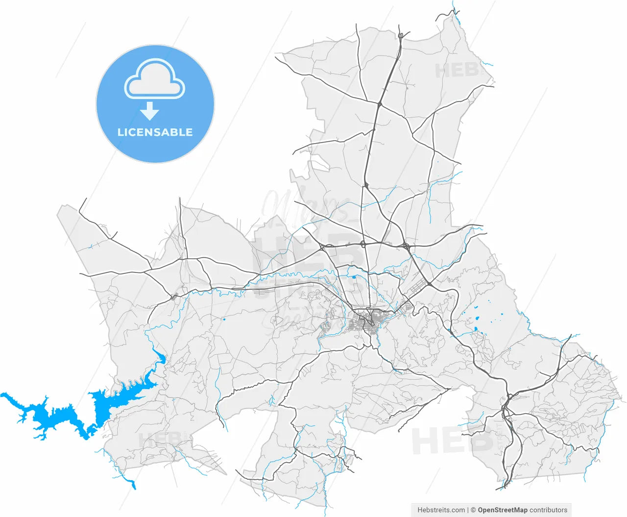 Antequera, Málaga, Spain, high resolution vector map - Instant download PDF and JPG