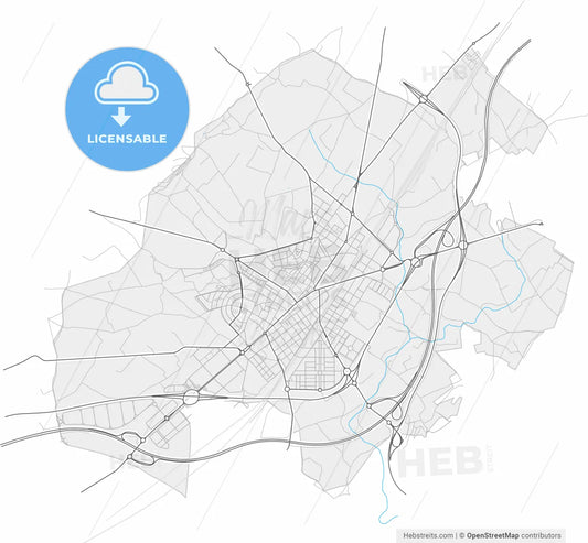 Vilafranca del Penedès, Barcelona, Spain, high resolution vector map - Instant download PDF and JPG
