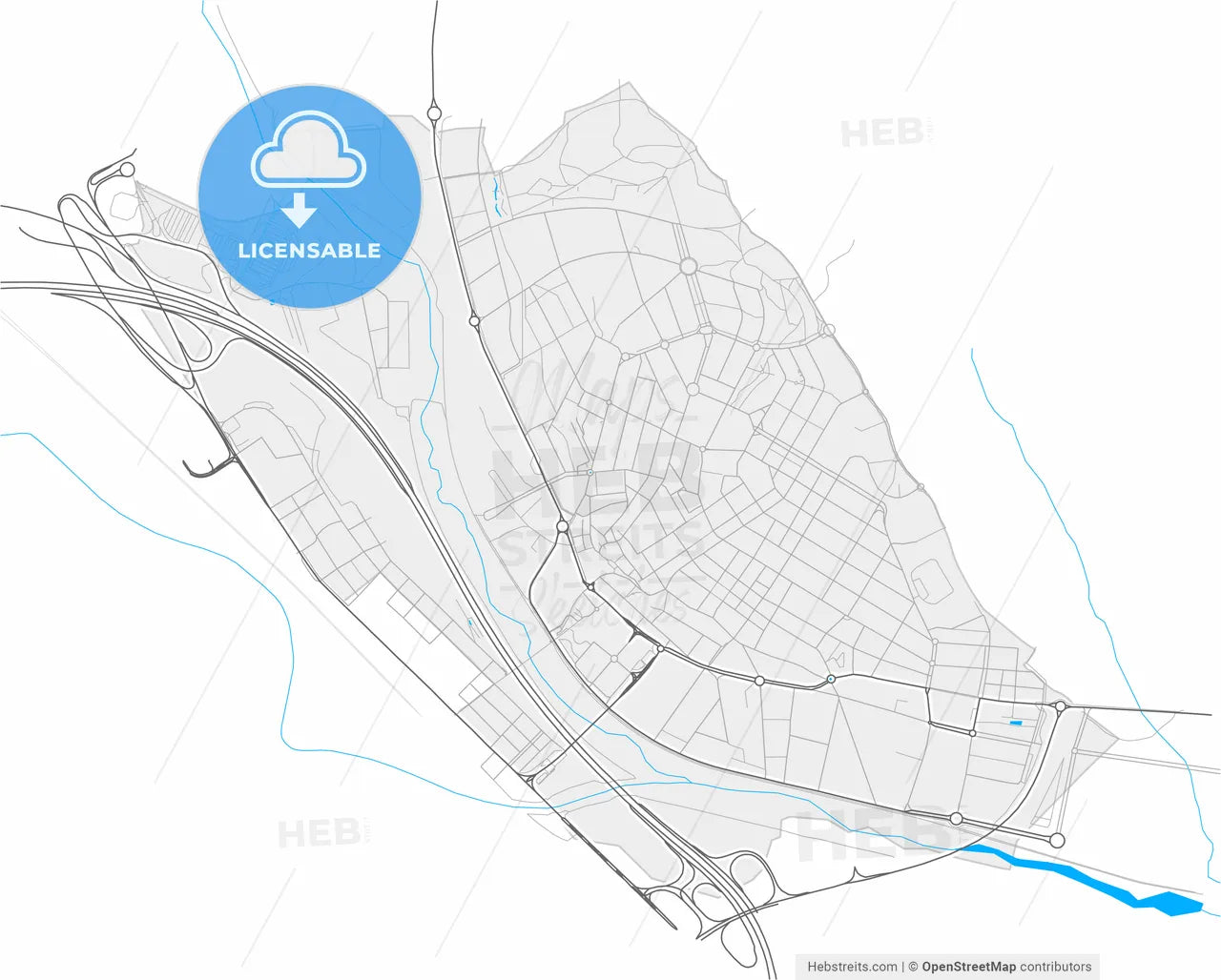 Ripollet, Barcelona, Spain, high resolution vector map - Instant download PDF and JPG