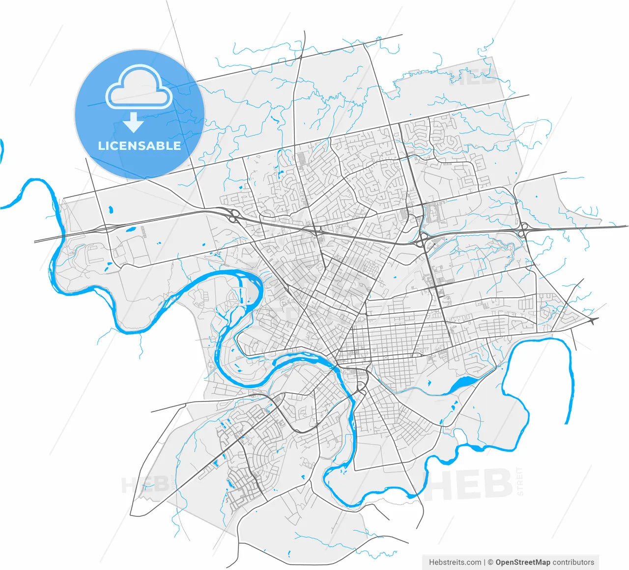 Brantford, Ontario, Canada, high resolution vector map - Instant download PDF and JPG