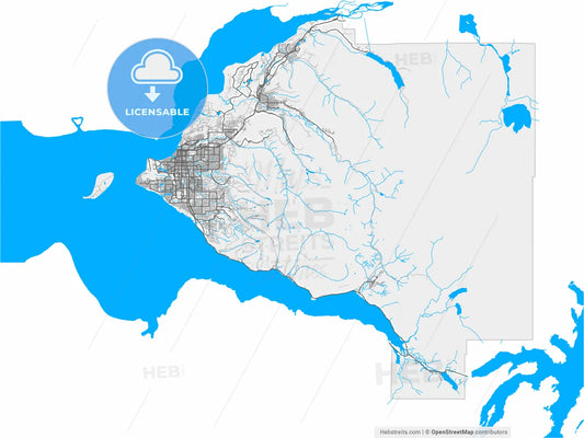 Anchorage, Alaska, United States, high resolution vector map - Instant download PDF and JPG