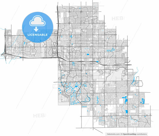 Chandler, Arizona, United States, high resolution vector map - Instant download PDF and JPG
