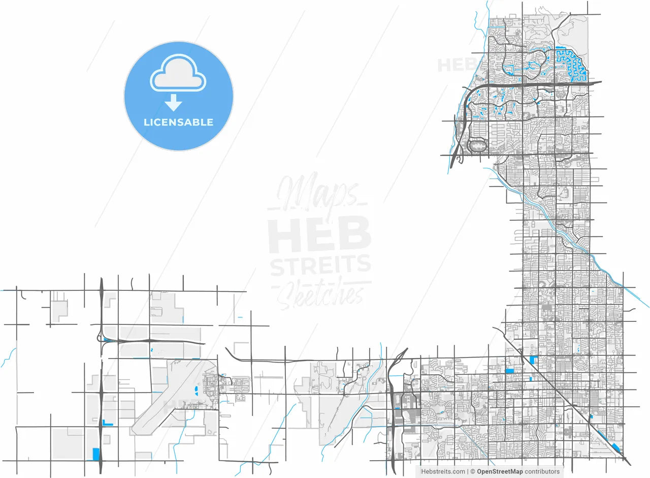 Glendale, Arizona, United States, high resolution vector map - Instant download PDF and JPG