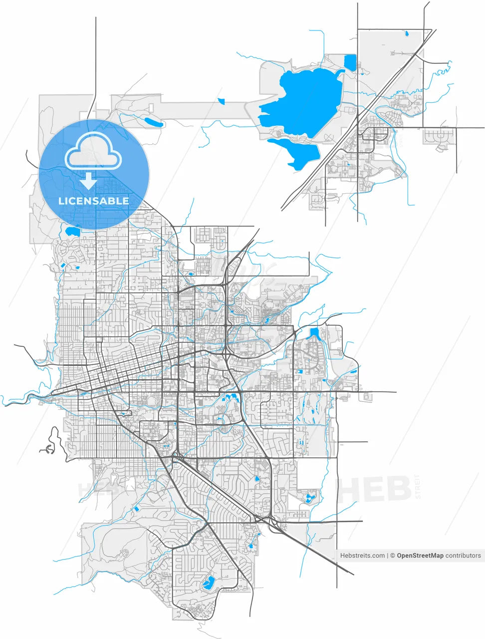 Boulder, Colorado, United States, high resolution vector map - Instant download PDF and JPG