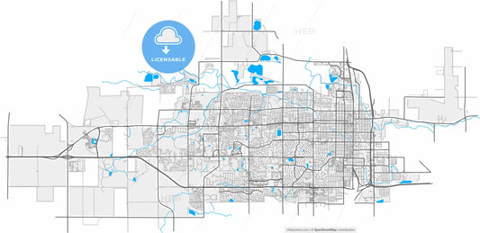 Greeley, Colorado, United States, high resolution vector map - Instant download PDF and JPG