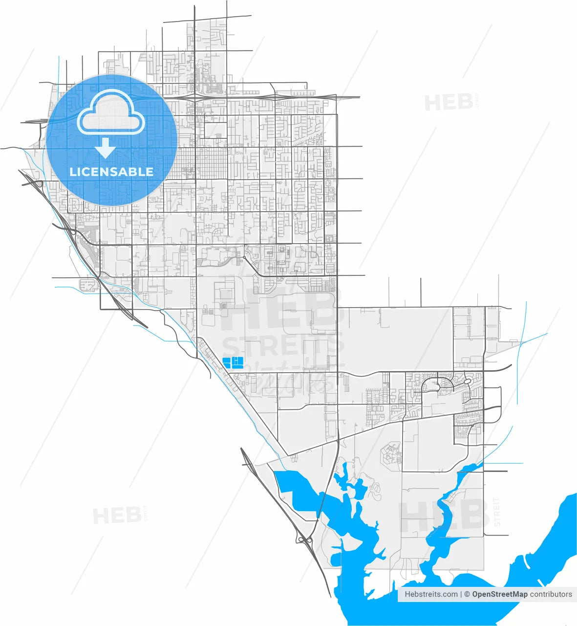 Chino, California, United States, high resolution vector map - Instant download PDF and JPG