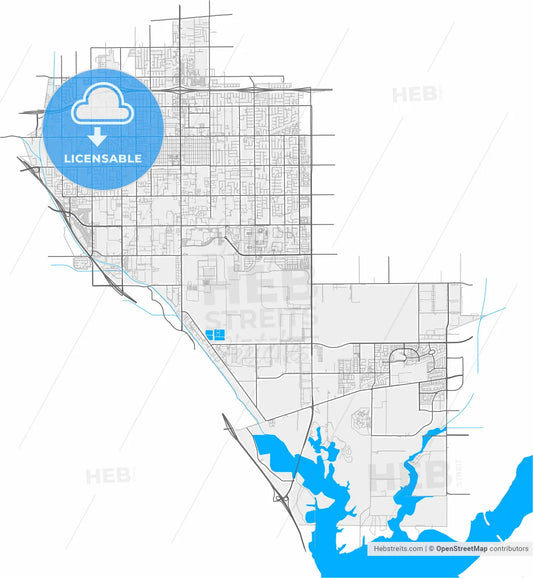 Chino, California, United States, high resolution vector map - Instant download PDF and JPG