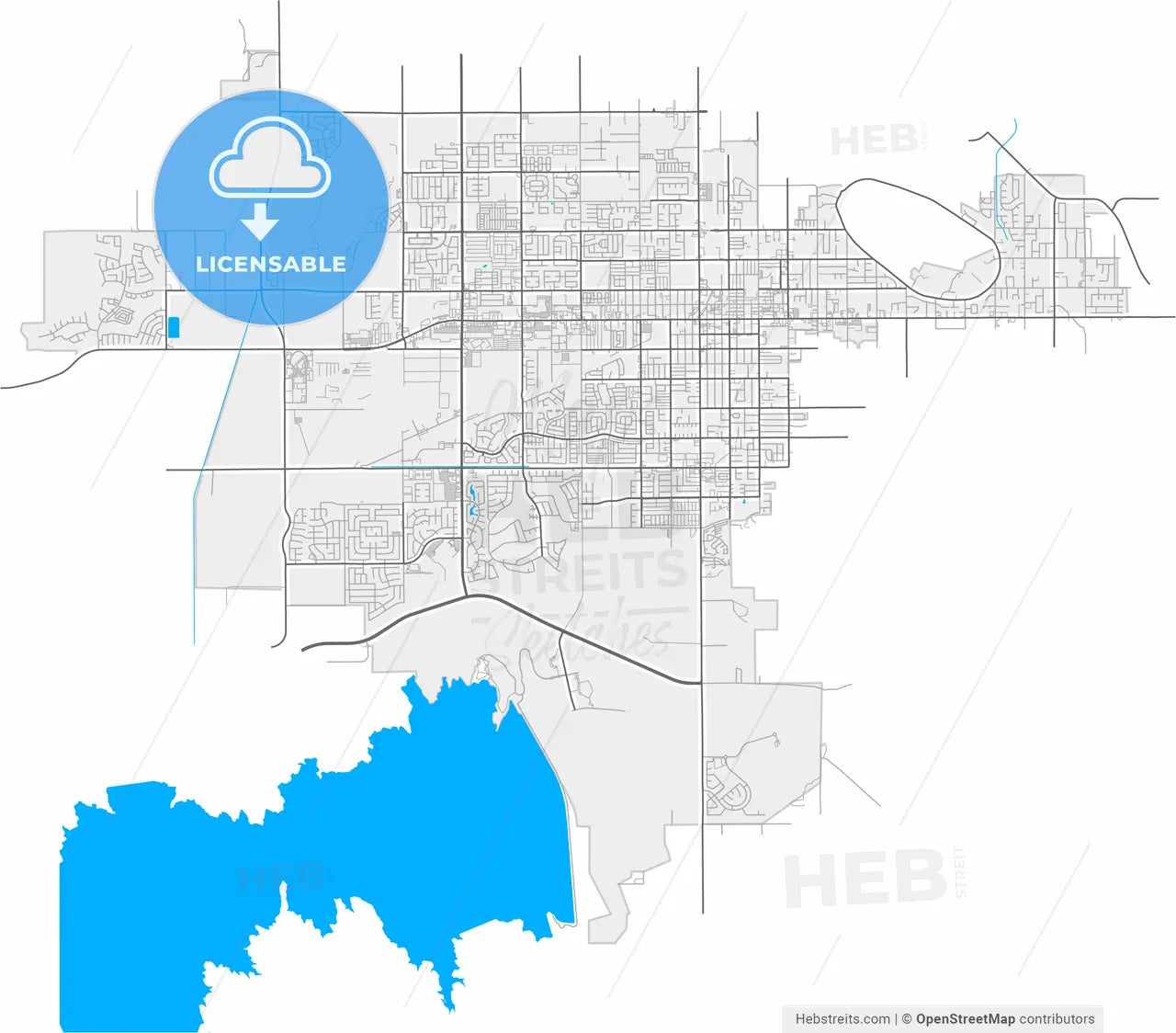 Hemet, California, United States, high resolution vector map - Instant download PDF and JPG