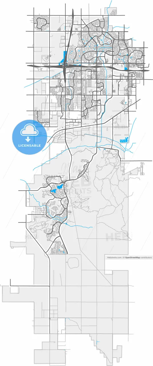 Goodyear, Arizona, United States, high resolution vector map - Instant download PDF and JPG