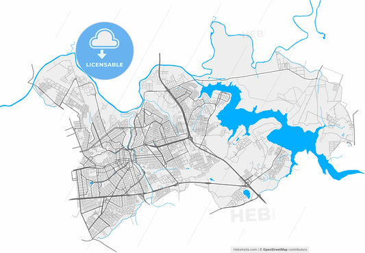 Americana, Brazil, high resolution vector map - Instant download PDF and JPG