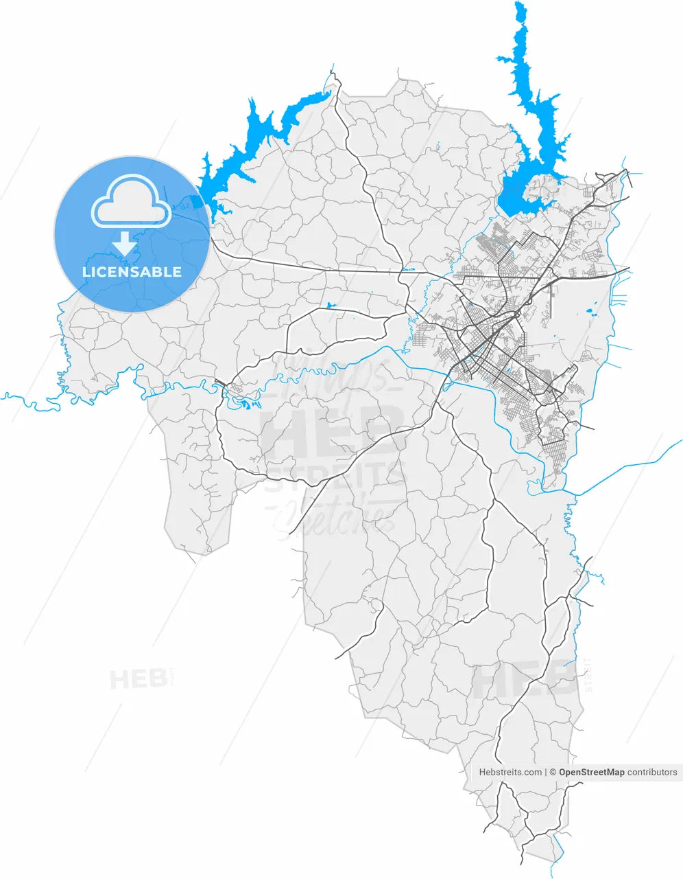 Araucaria, Brazil, high resolution vector map - Instant download PDF and JPG