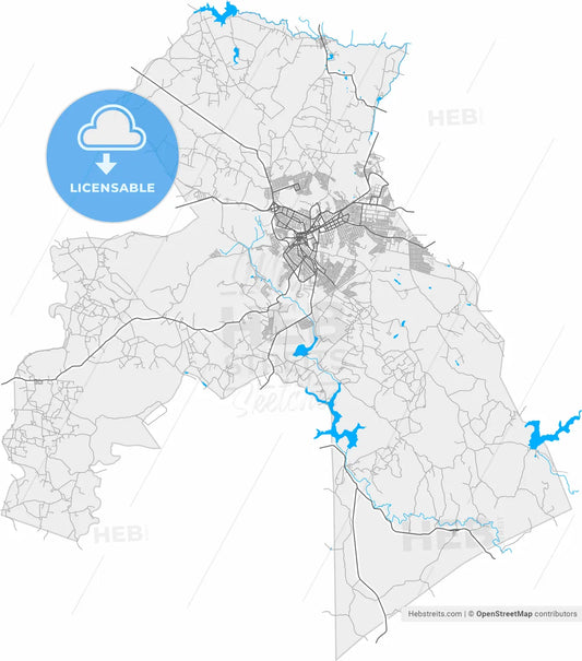 Garanhuns, Brazil, high resolution vector map - Instant download PDF and JPG