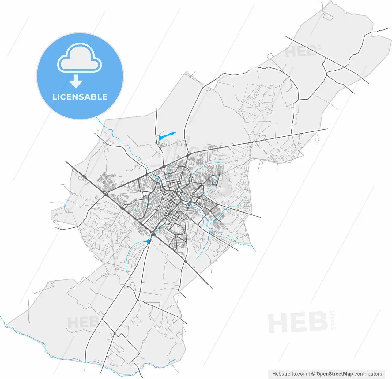 Catanduva, Brazil, high resolution vector map - Instant download PDF and JPG